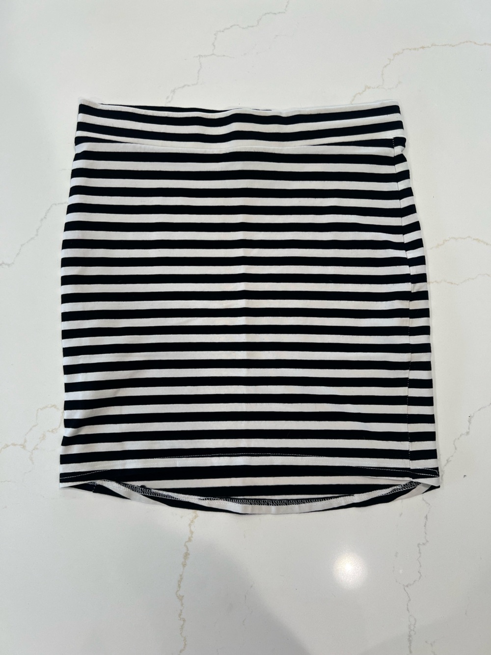 H&M Black and White Vertical Stripe Mini Skirt